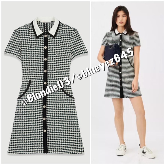 Maje “Renaga” contrast tweed dress FR40/US8 - Picture 2 of 6